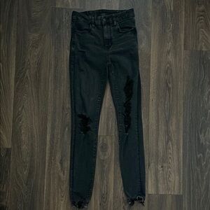 American Eagle Black Skinny Distressed Jeans